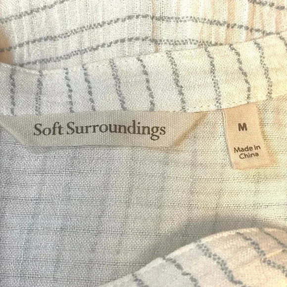 Soft Surroundings Off White Gray Striped Lagenlook Long Sleeve Tunic Medium‎ - Picture 4 of 5